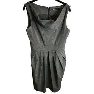 Atmosphere Grey Black plad dress with front neck flap sleeveless waist band knee